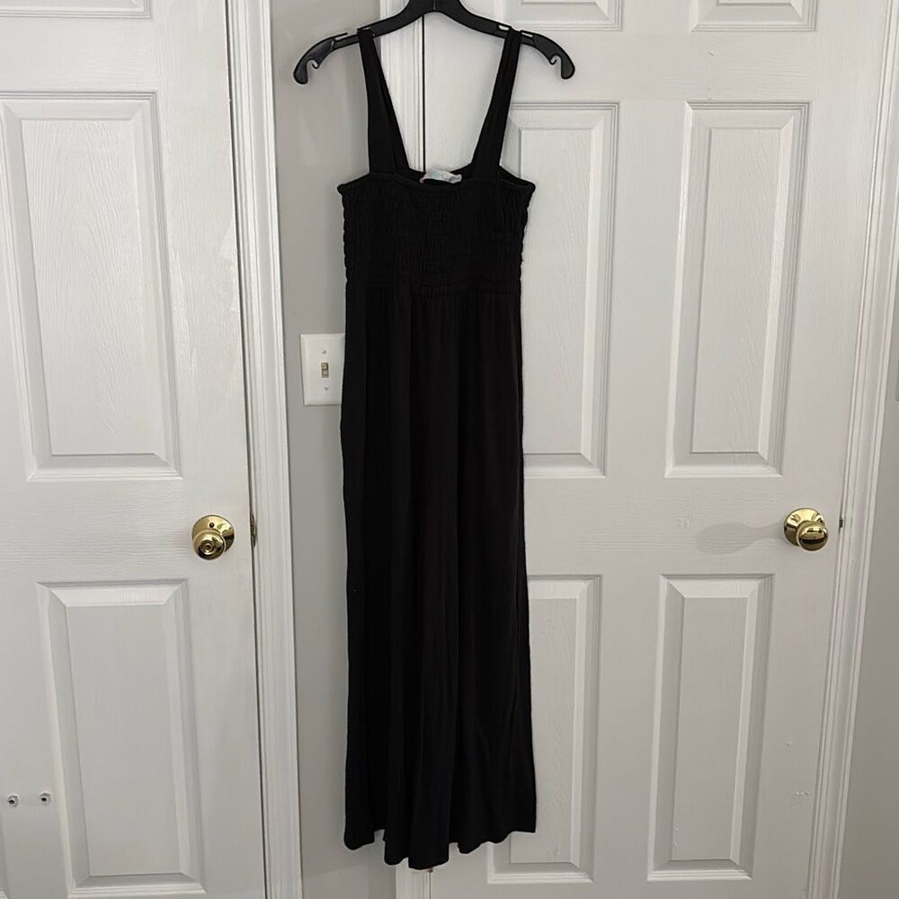 Free People Beach Homecoming Black Smocked Sleeveless Wide-Leg Jumpsuit size Sma - Picture 2 of 5